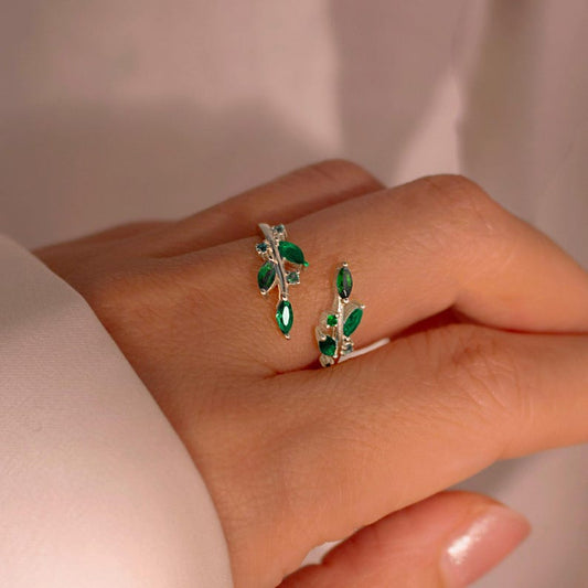 Emerald Sterling Silver Ring Best Gift Resizable Rings Birthstone Emerald 925 Sterling Silver Adjustable