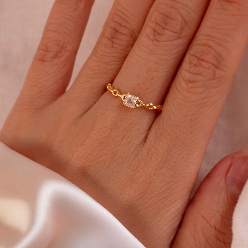 Square Ring 925 Sterling Silver Adjustable Ring - Resizable Best Gift for her