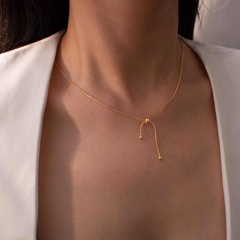 Lariat Necklace 925 Sterling Silver Personalize Gold Necklaces Best gift for her