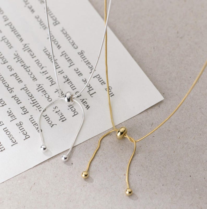 Lariat Necklace 925 Sterling Silver Personalize Gold Necklaces Best gift for her