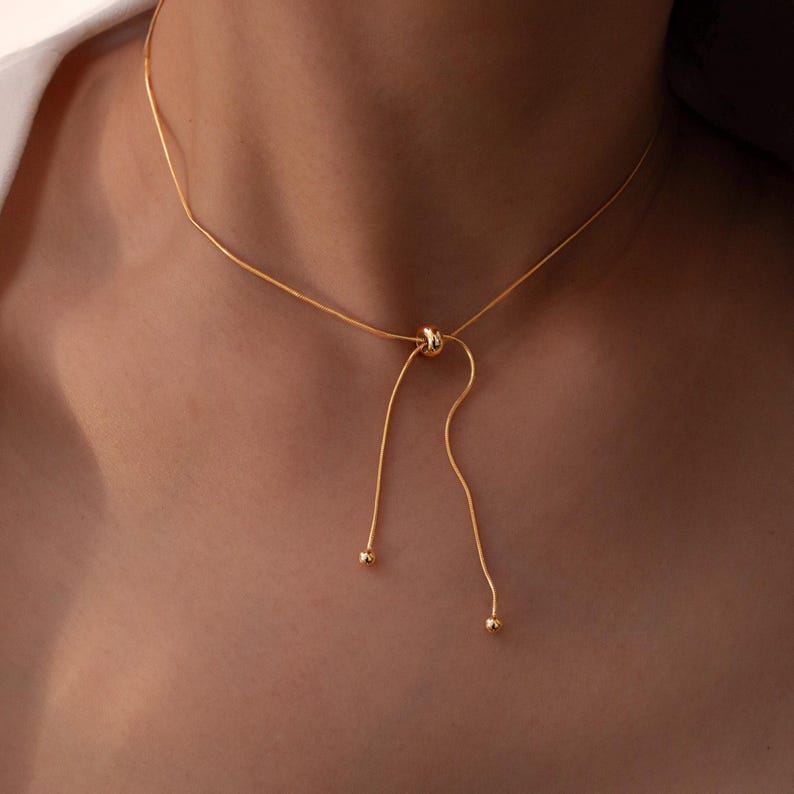 Lariat Necklace 925 Sterling Silver Personalize Gold Necklaces Best gift for her