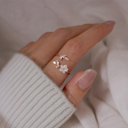 Sakura Ring Valentine's day gift 925 Sterling Silver Ring Adjustable