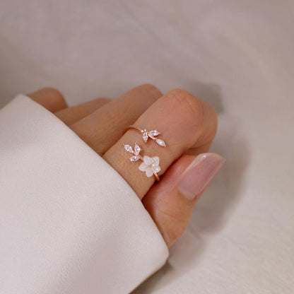 Sakura Ring Valentine's day gift 925 Sterling Silver Ring Adjustable
