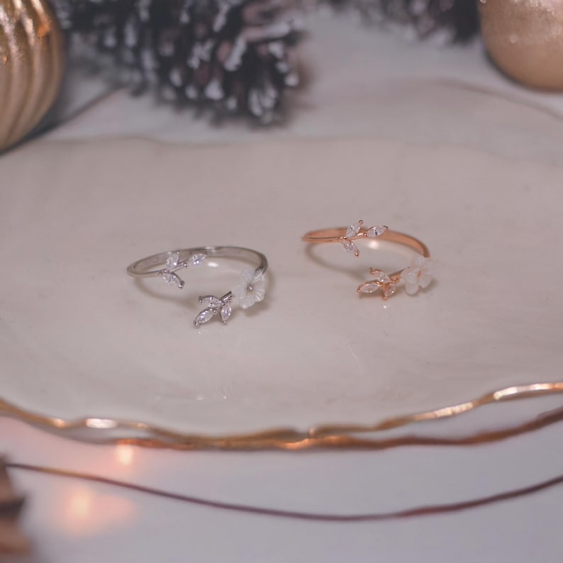Sakura Ring Valentine's day gift 925 Sterling Silver Ring Adjustable