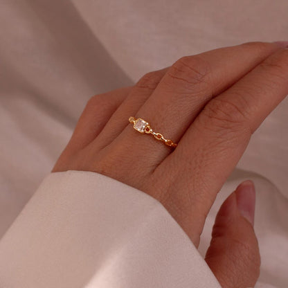 Square Ring 925 Sterling Silver Adjustable Ring - Resizable Best Gift for her