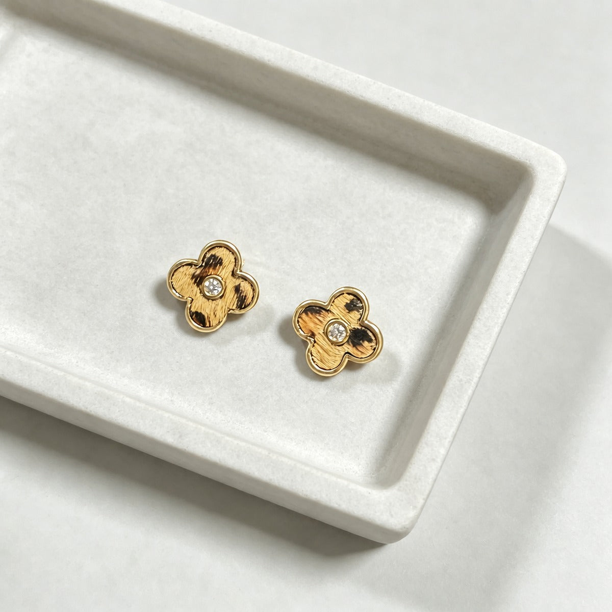 Leopard Clover Stud Earrings