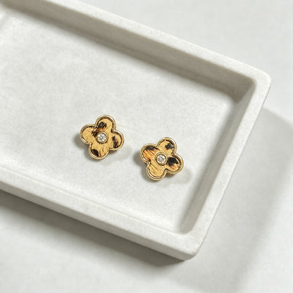 Leopard Clover Stud Earrings
