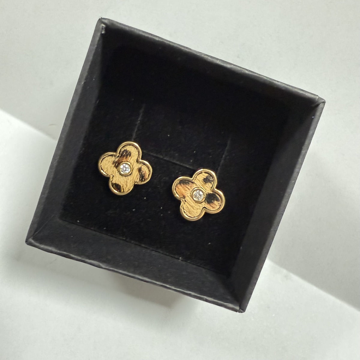 Leopard Clover Stud Earrings