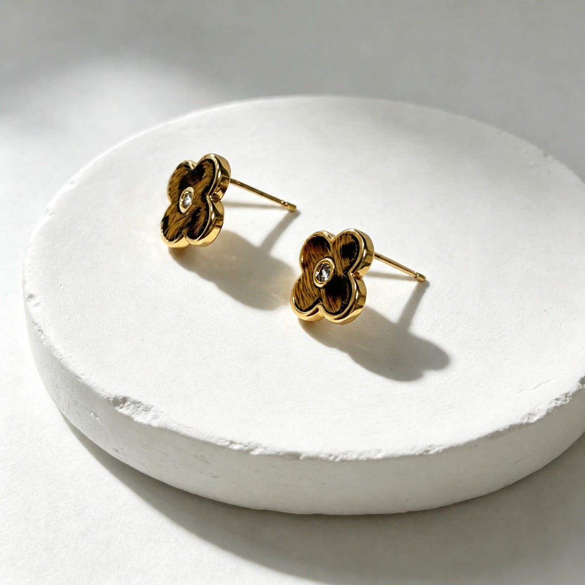 Leopard Clover Stud Earrings