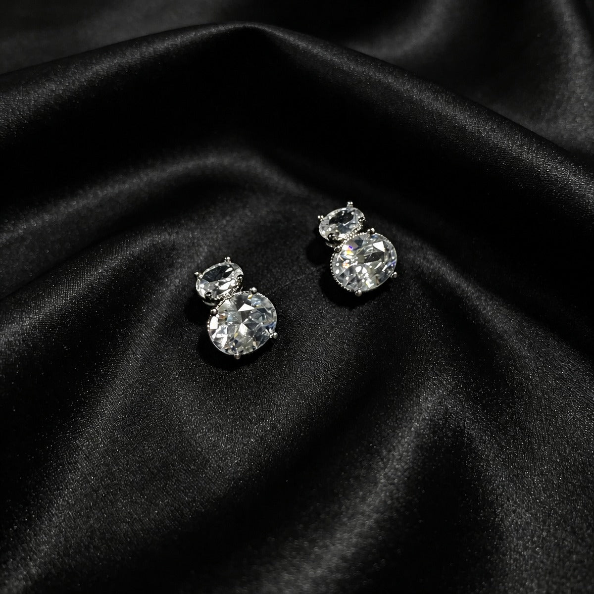 Crystal Duo Drop Stud Earrings