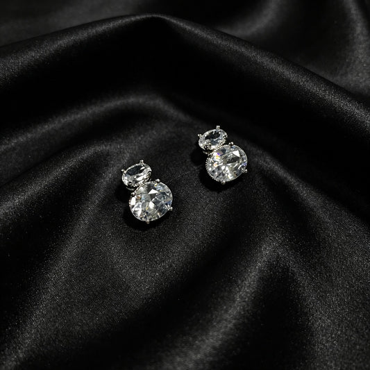 Crystal Duo Drop Stud Earrings