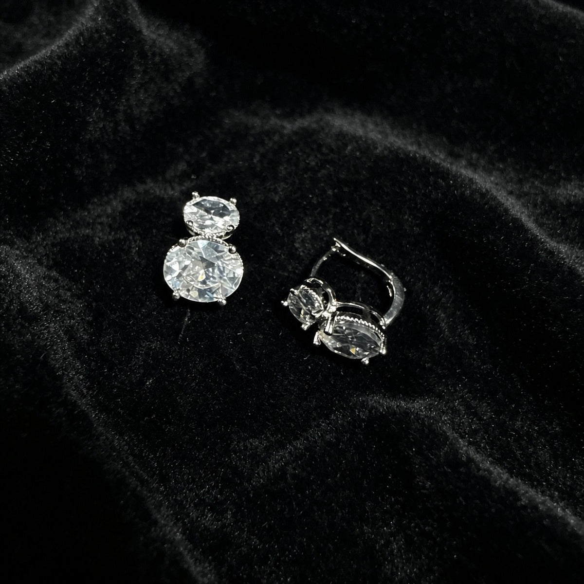 Crystal Duo Drop Stud Earrings