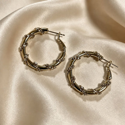 Crystal Bamboo Hoop Earrings