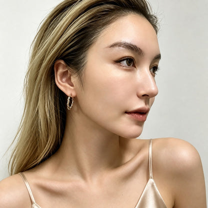 Crystal Bamboo Hoop Earrings