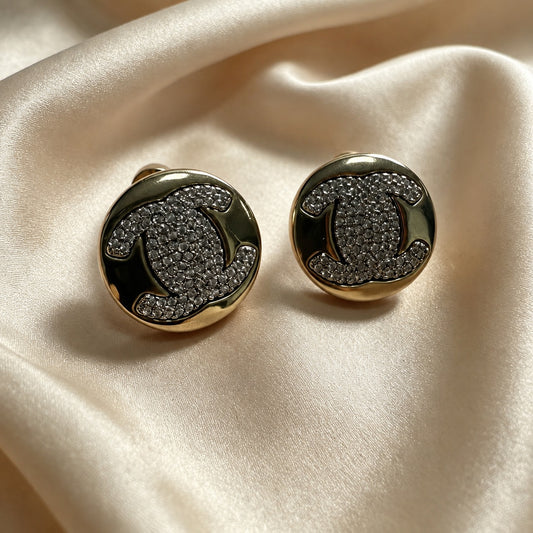 Pavé Medallion Stud Earrings