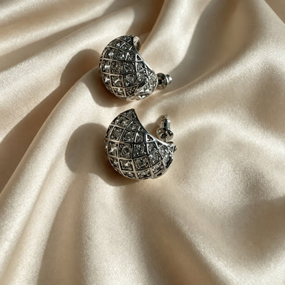 Pavé Crescent Double-Sided Stud Earrings