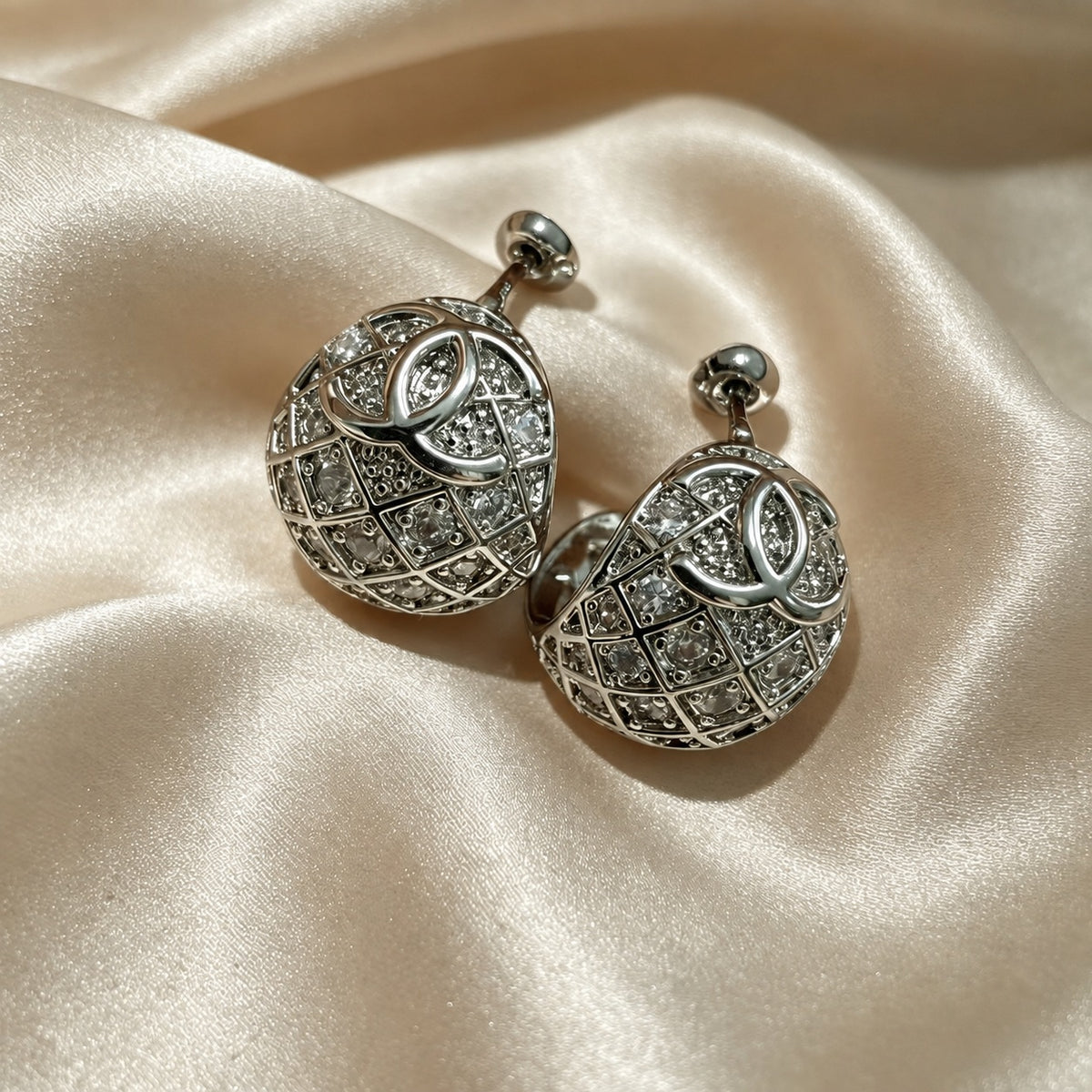 Pavé Crescent Double-Sided Stud Earrings