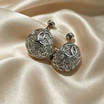 Pavé Crescent Double-Sided Stud Earrings