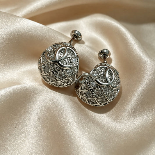 Pavé Crescent Double-Sided Stud Earrings