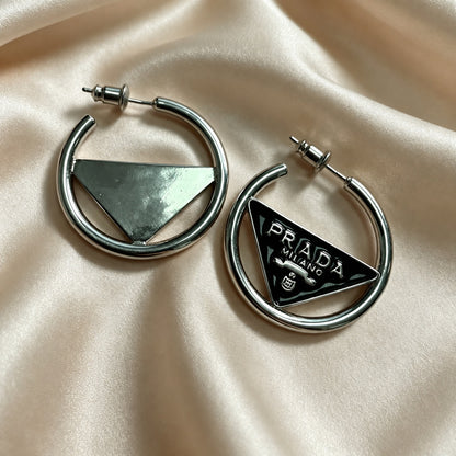 Enamel Triangle Hoop Earrings