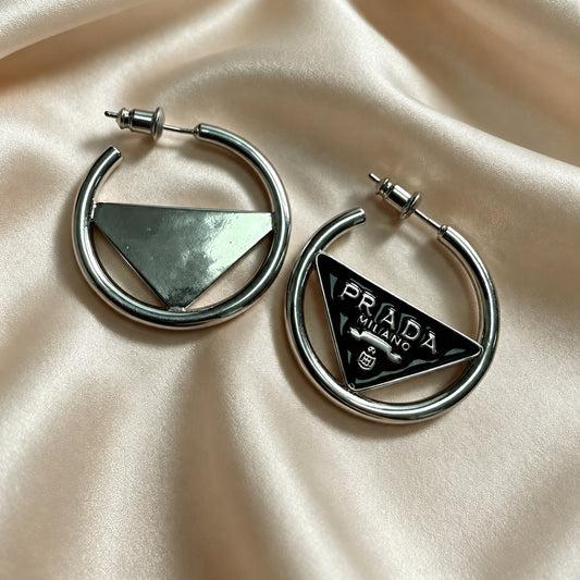 Enamel Triangle Hoop Earrings