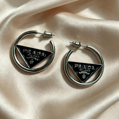 Enamel Triangle Hoop Earrings