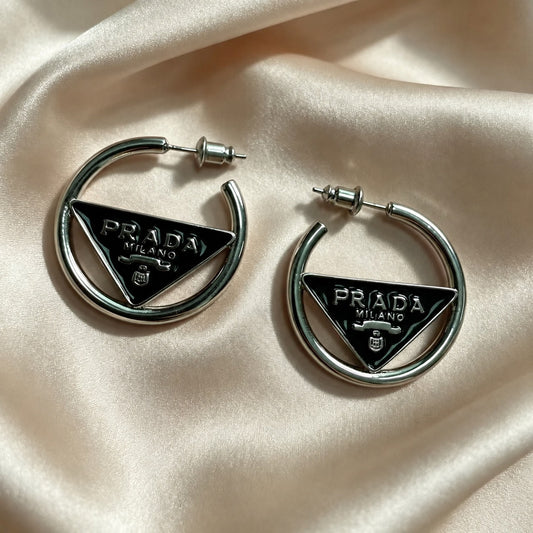 Enamel Triangle Hoop Earrings