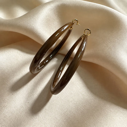 Glossy Oval Hoop Earrings