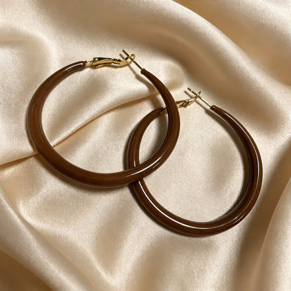 Glossy Oval Hoop Earrings
