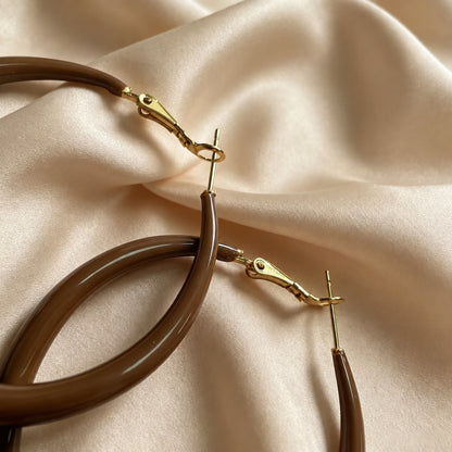 Glossy Oval Hoop Earrings