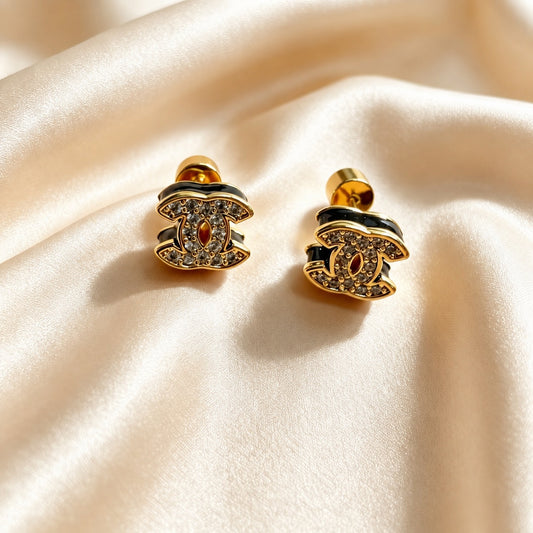Two-Tone Interlocking Stud Earrings
