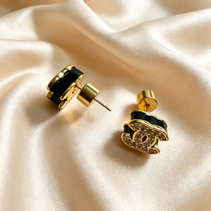 Two-Tone Interlocking Stud Earrings